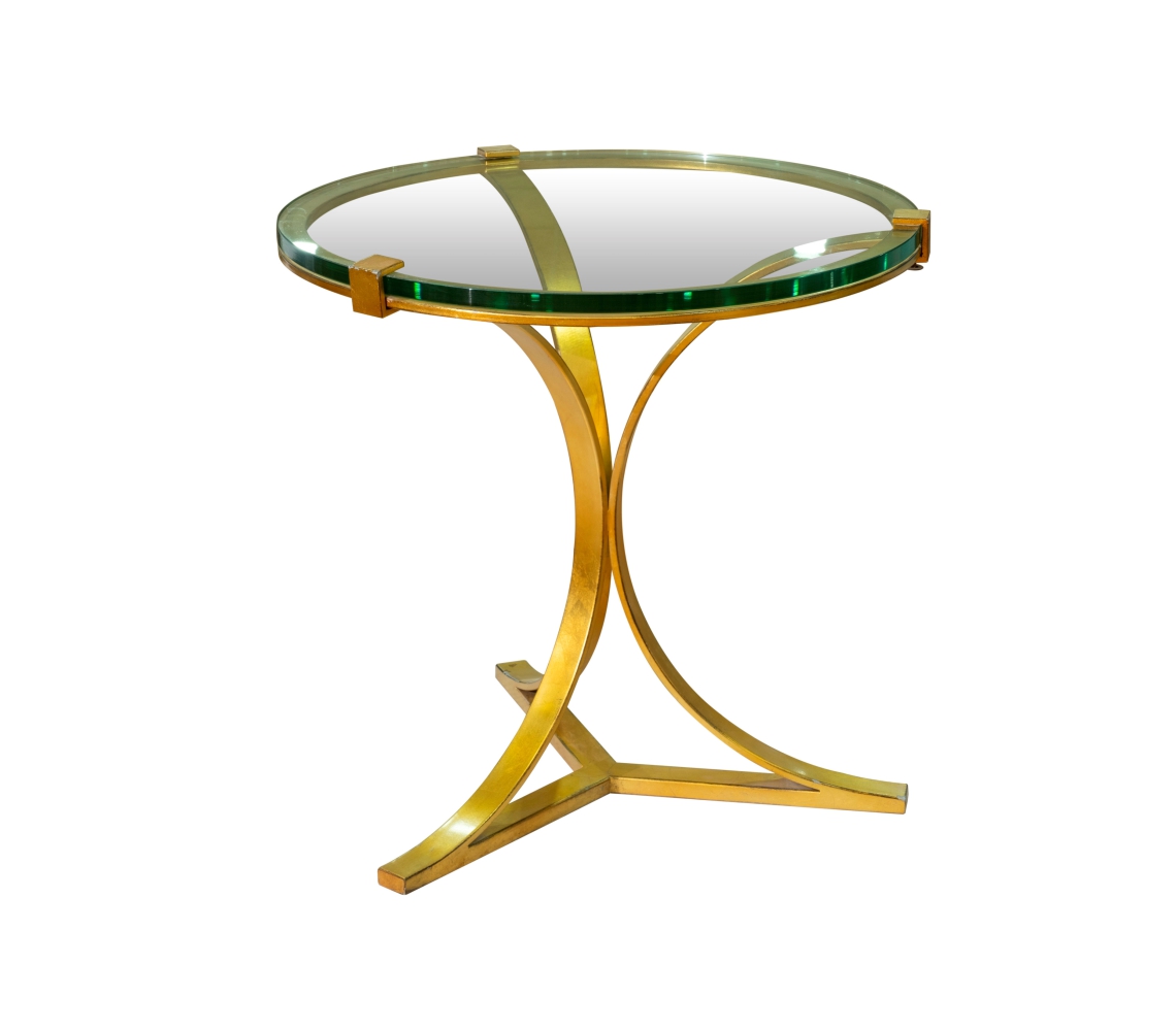 Metal & Tempered Glass Side End Table - Gold