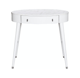 Mid Century Oval Wood Desk-White (H)