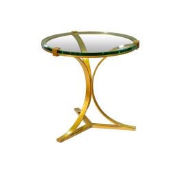 Metal & Tempered Glass Side End Table - Gold