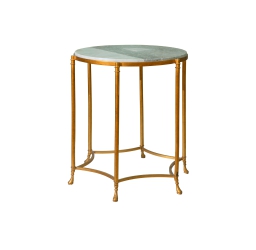 Brass Side Table with Marble Top