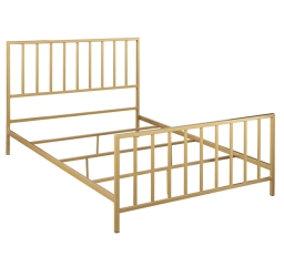  All-In-One Slat Metallic Gold Metal Bed