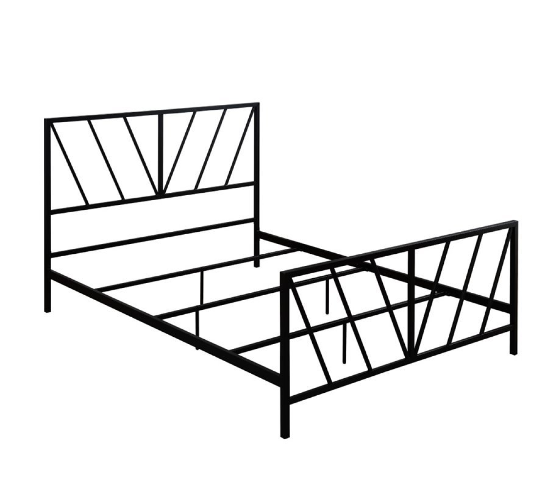 Chevron Gloss Black Metal Bed