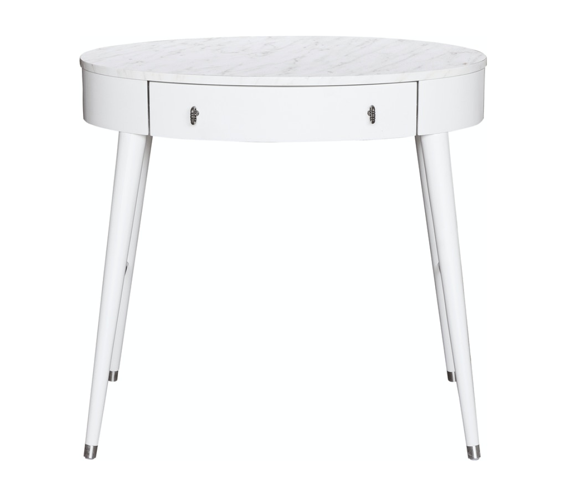 Mid Century Oval Wood Desk-White (H)