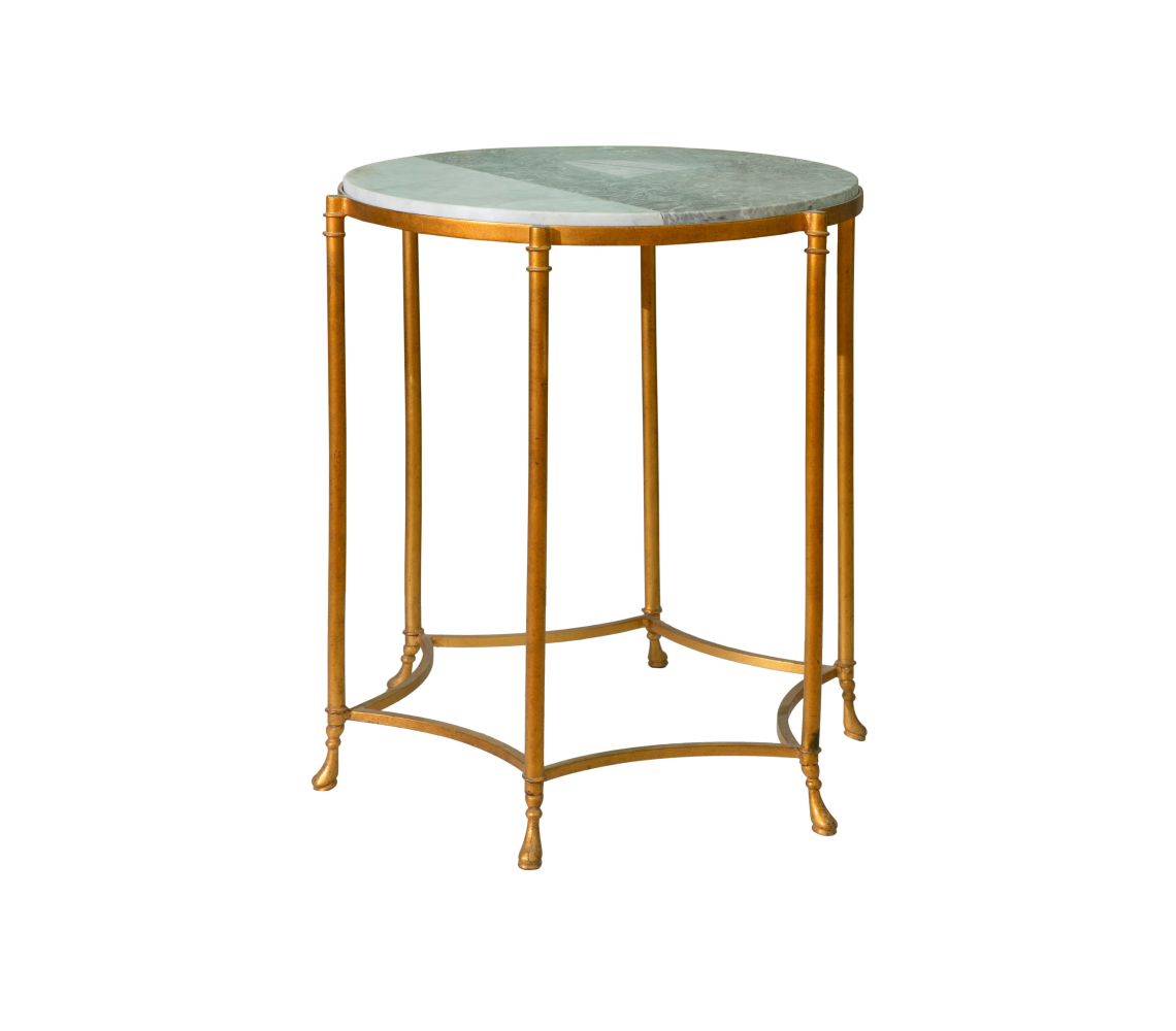 Brass Side Table with Marble Top