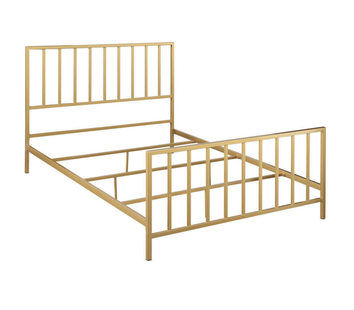  All-In-One Slat Metallic Gold Metal Bed