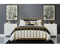  All-In-One Slat Metallic Gold Metal Bed